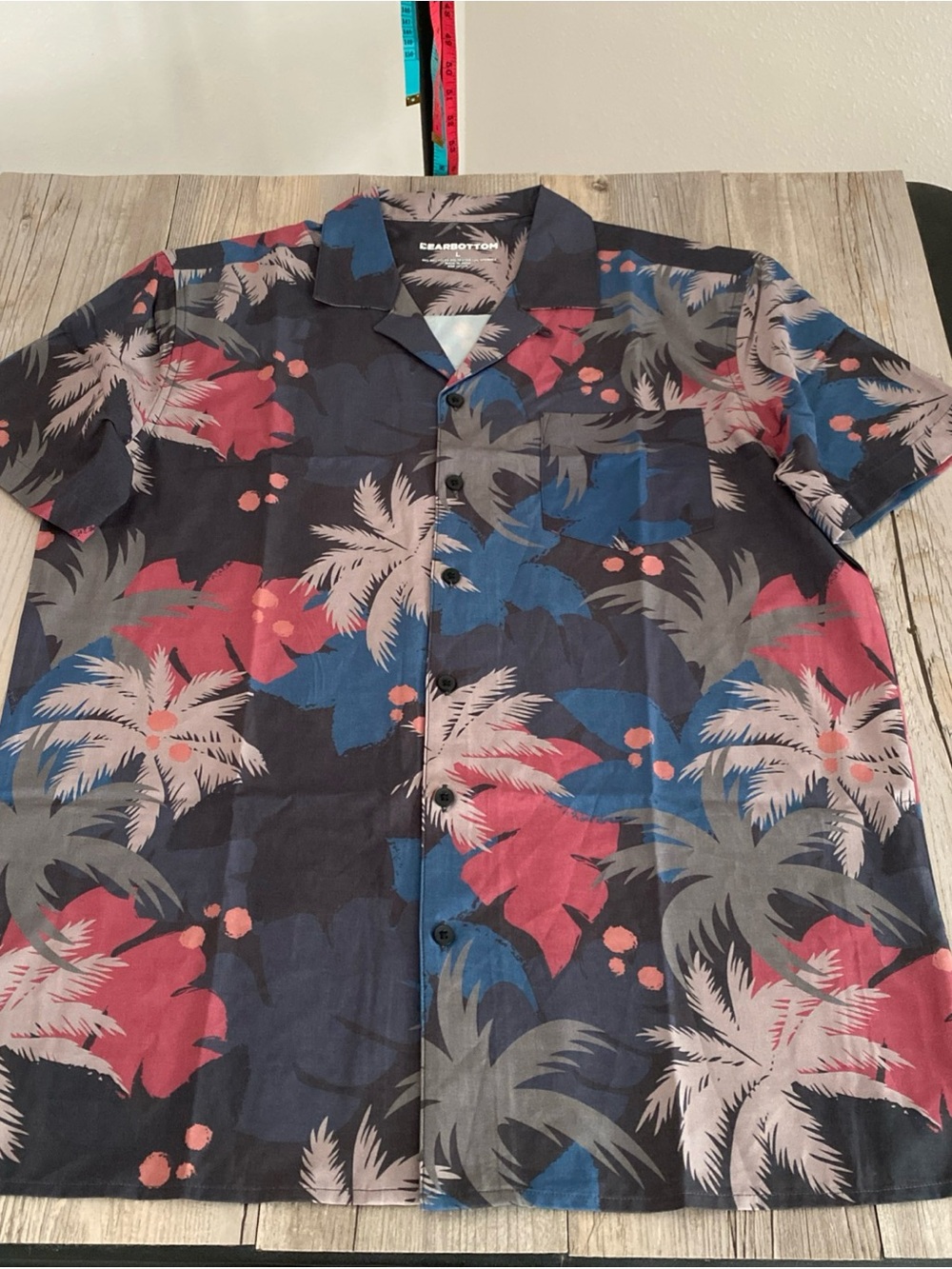 Bearbottom Mens Hawaiian Aloha Button Camp Shirt Large